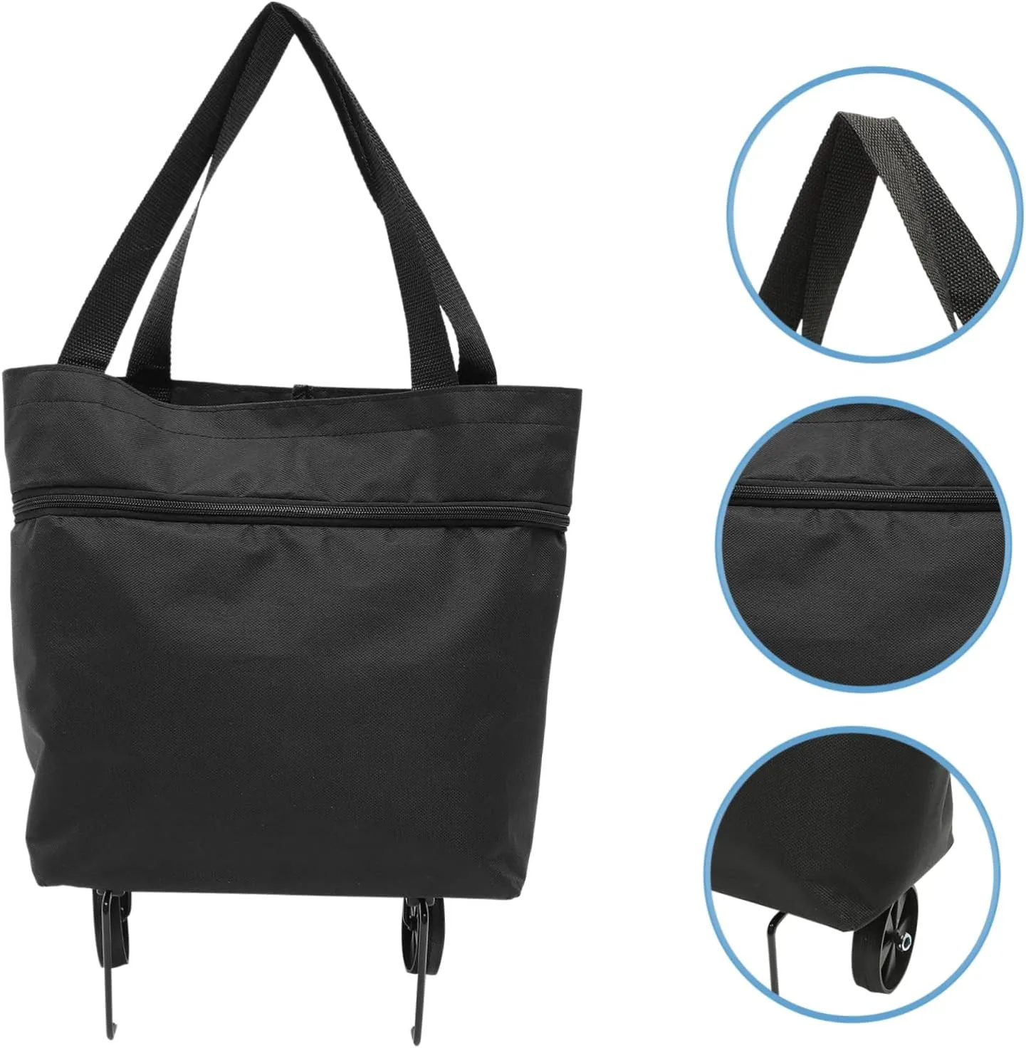 Collapsible Tey Bag with Wheels Foldable Grocery Tote for Outdoor Storage Handles for Shopping Laundry