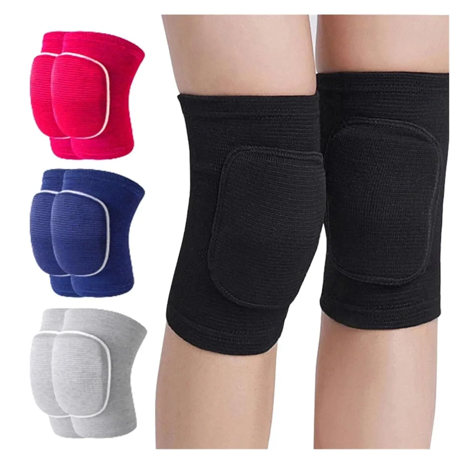 Collision Avoidance Knee Sleeve 2 Pcs Sports Knee Pads Compression Dancing Knee Protector Support Thickened Sponge Volleyball Yoga Knee Brace Adult Kid For Running Cycling Workout Climbing(StyleB pink