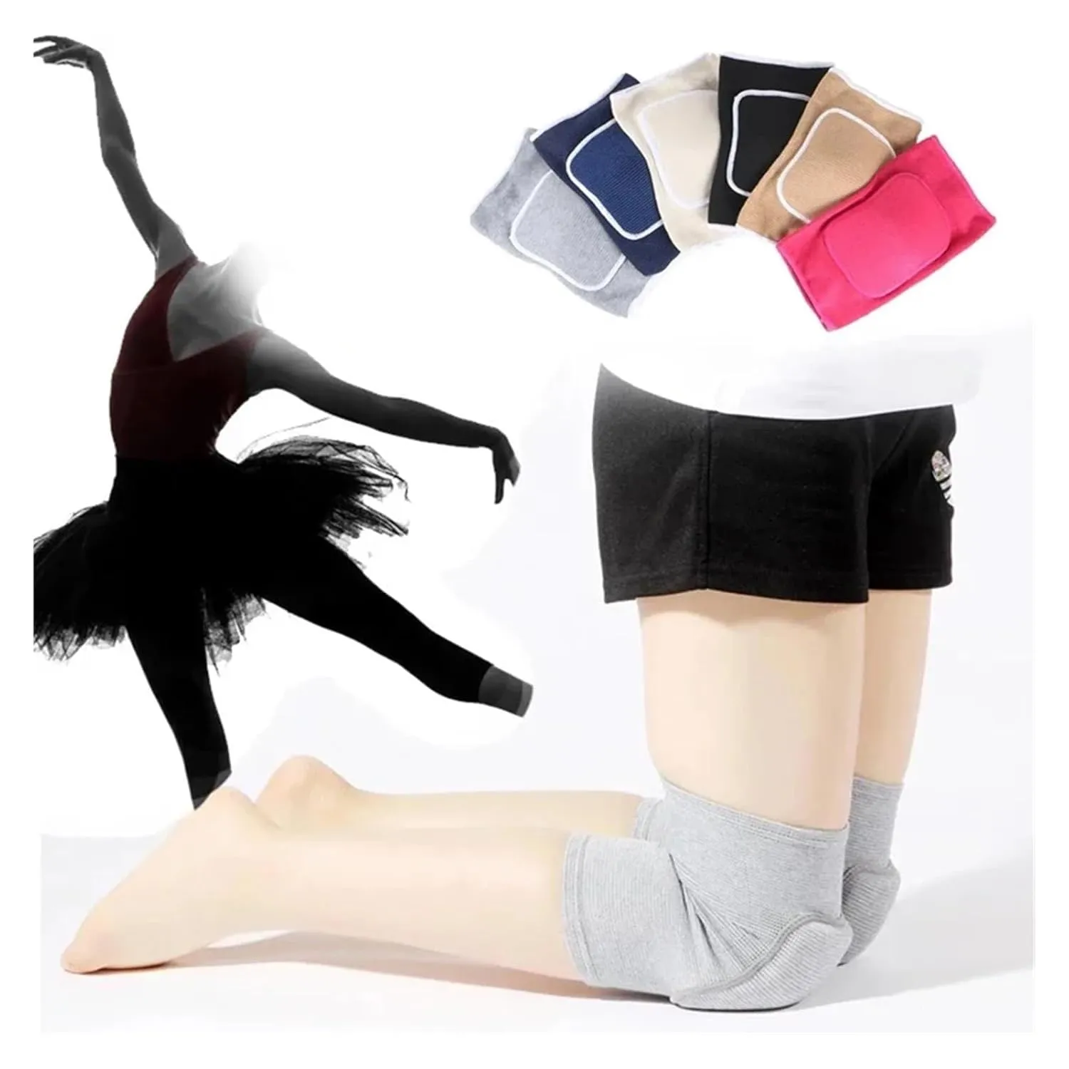 Collision Avoidance Knee Sleeve 2 Pcs Sports Knee Pads Compression Dancing Knee Protector Support Thickened Sponge Volleyball Yoga Knee Brace Adult Kid For Running Cycling Workout Climbing(StyleB pink