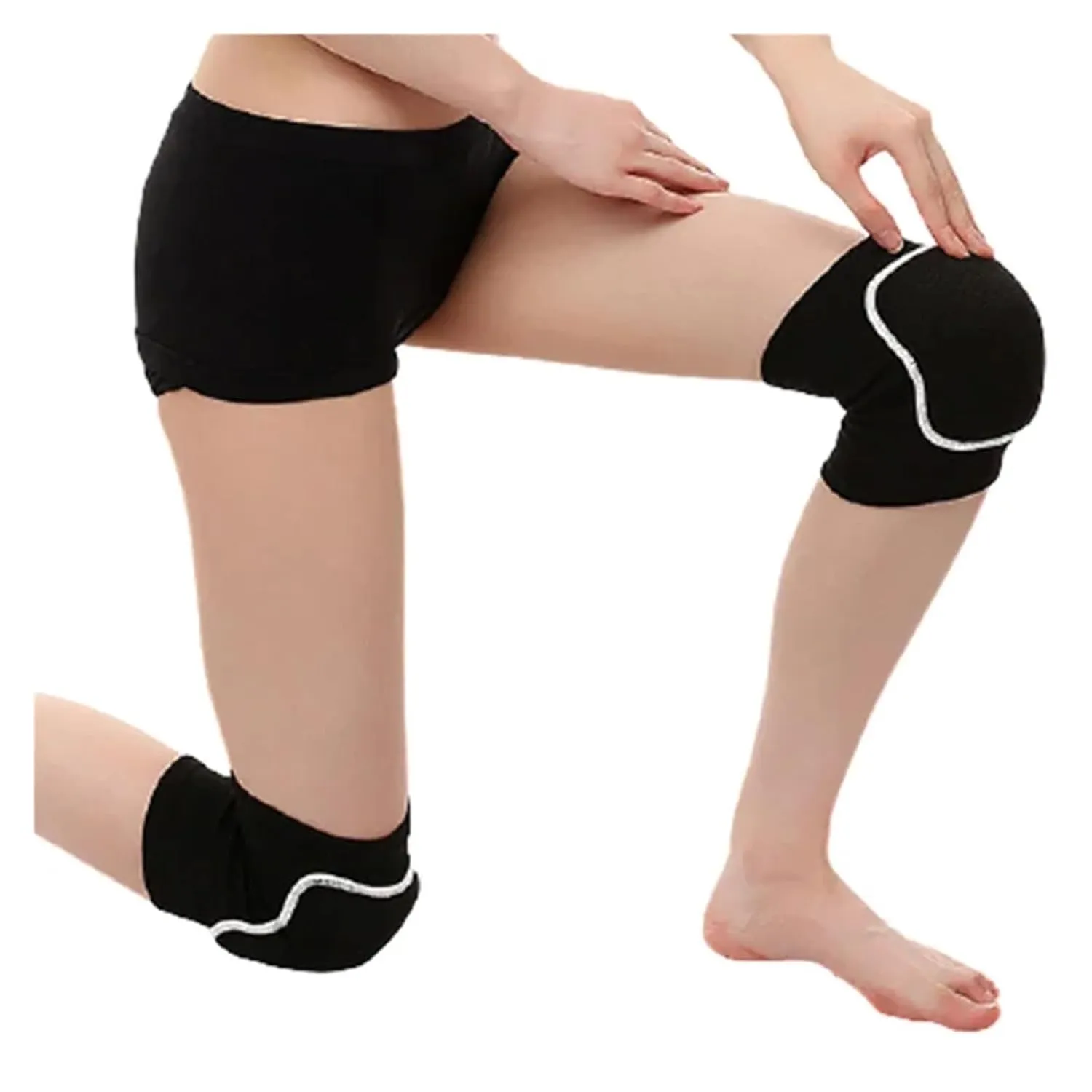 Collision Avoidance Knee Sleeve 2 Pcs Sports Knee Pads Compression Dancing Knee Protector Support Thickened Sponge Volleyball Yoga Knee Brace Adult Kid For Running Cycling Workout Climbing(StyleB pink
