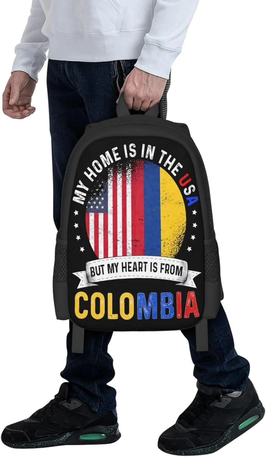 Colombian American Patriot Heart is From Colombia Flag Casual Backpack Large Capacity Backpacks 15 Inch Laptop Back Pack Travel Rucksack Daypack Commuter Bag with Adjustable Strap for Camping