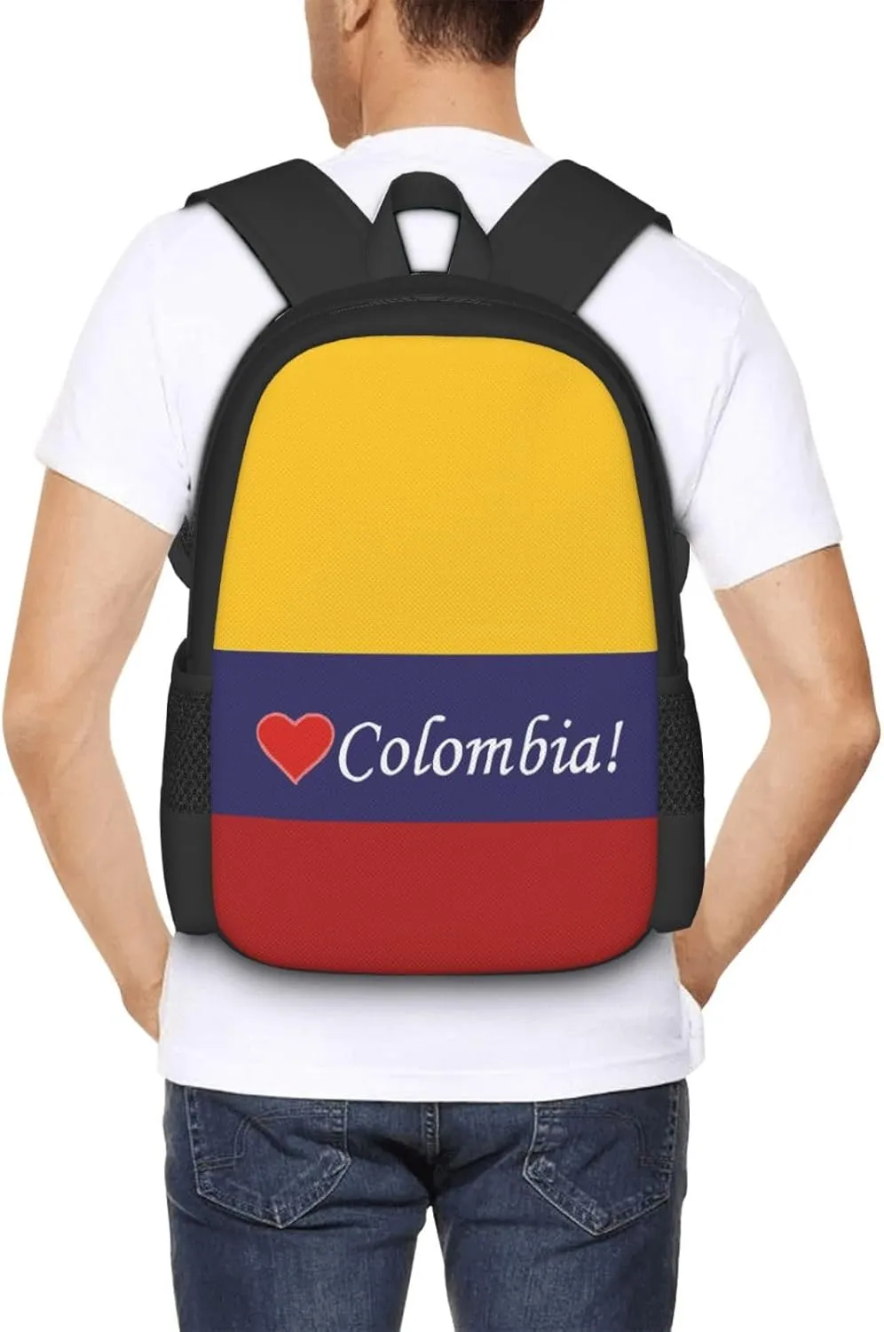 Colombian Colombia Flag Casual Backpack Large Capacity Backpacks 15 Inch Laptop Back Pack Travel Rucksack Daypack Commuter Bags with Adjustable Strap for Camping