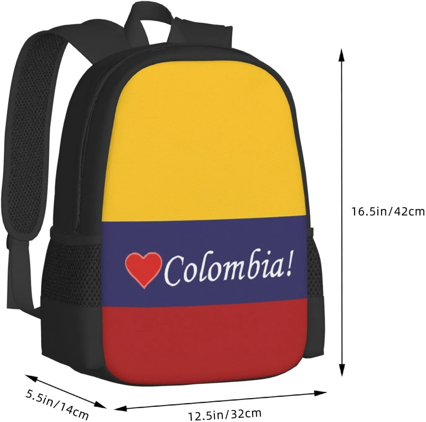 Colombian Colombia Flag Casual Backpack Large Capacity Backpacks 15 Inch Laptop Back Pack Travel Rucksack Daypack Commuter Bags with Adjustable Strap for Camping