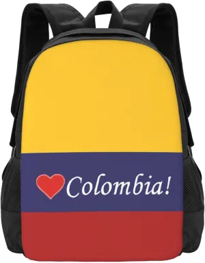 Colombian Colombia Flag Casual Backpack Large Capacity Backpacks 15 Inch Laptop Back Pack Travel Rucksack Daypack Commuter Bags with Adjustable Strap for Camping