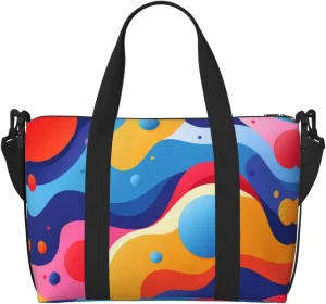 Colored Arc Balls Hand-held travel bag, messenger casual handbag, suitable for work, travel, fitness, tourism, women's zipper storage bag,
