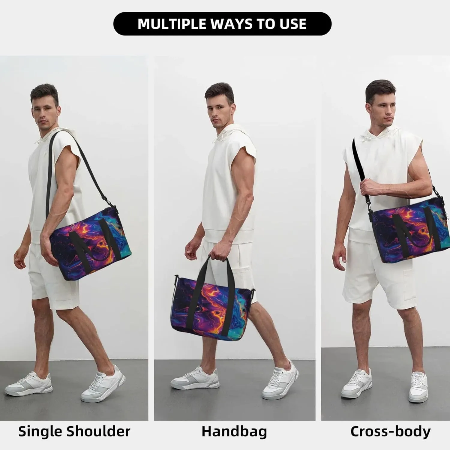 colorful abstract print Travel Duffel Bag, Sports Tote Gym Bag, Swim Pool Bag Large Shoulder Tote Bag for Beach Weekender