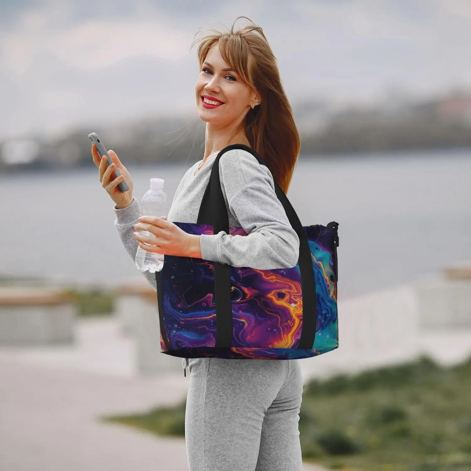 colorful abstract print Travel Duffel Bag, Sports Tote Gym Bag, Swim Pool Bag Large Shoulder Tote Bag for Beach Weekender