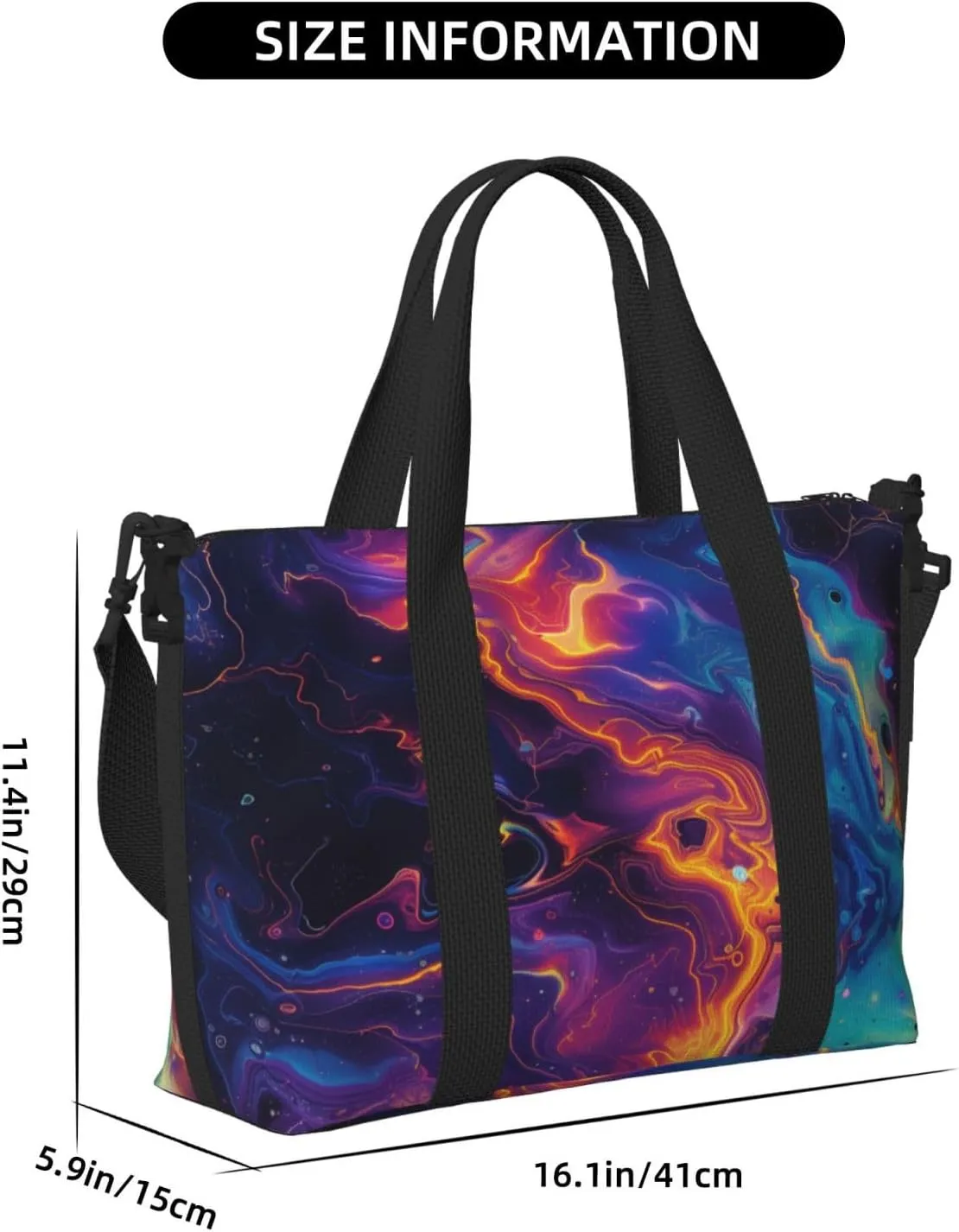 colorful abstract print Travel Duffel Bag, Sports Tote Gym Bag, Swim Pool Bag Large Shoulder Tote Bag for Beach Weekender