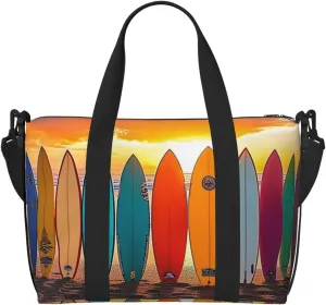 colorful array of surfboards print Travel Duffel Bag, Sports Tote Gym Bag, Swim Pool Bag Large Shoulder Tote Bag for Beach Weekender