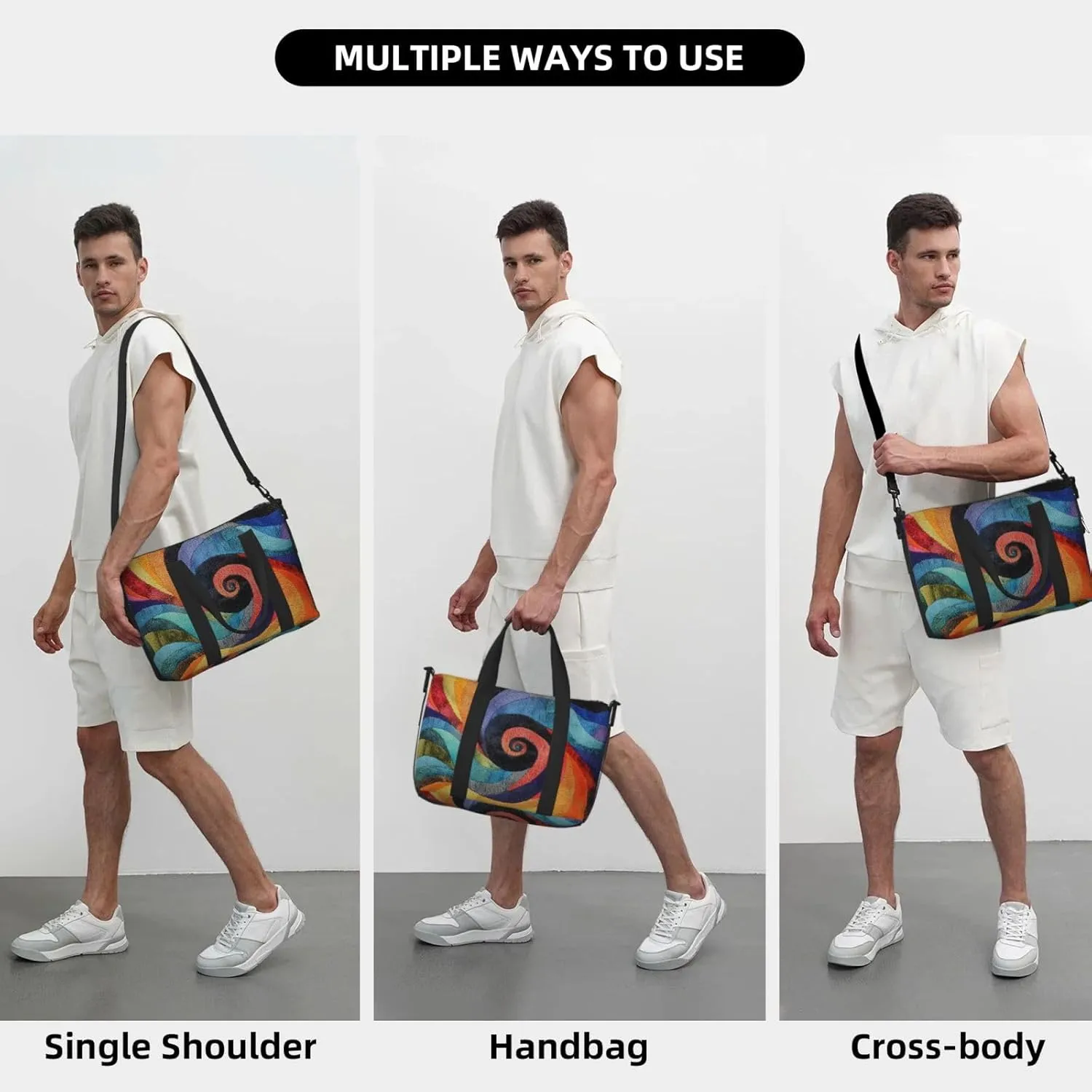 Colorful art print Travel Duffel Bag, Sports Tote Gym Bag, Swim Pool Bag Large Shoulder Tote Bag for Beach Weekender