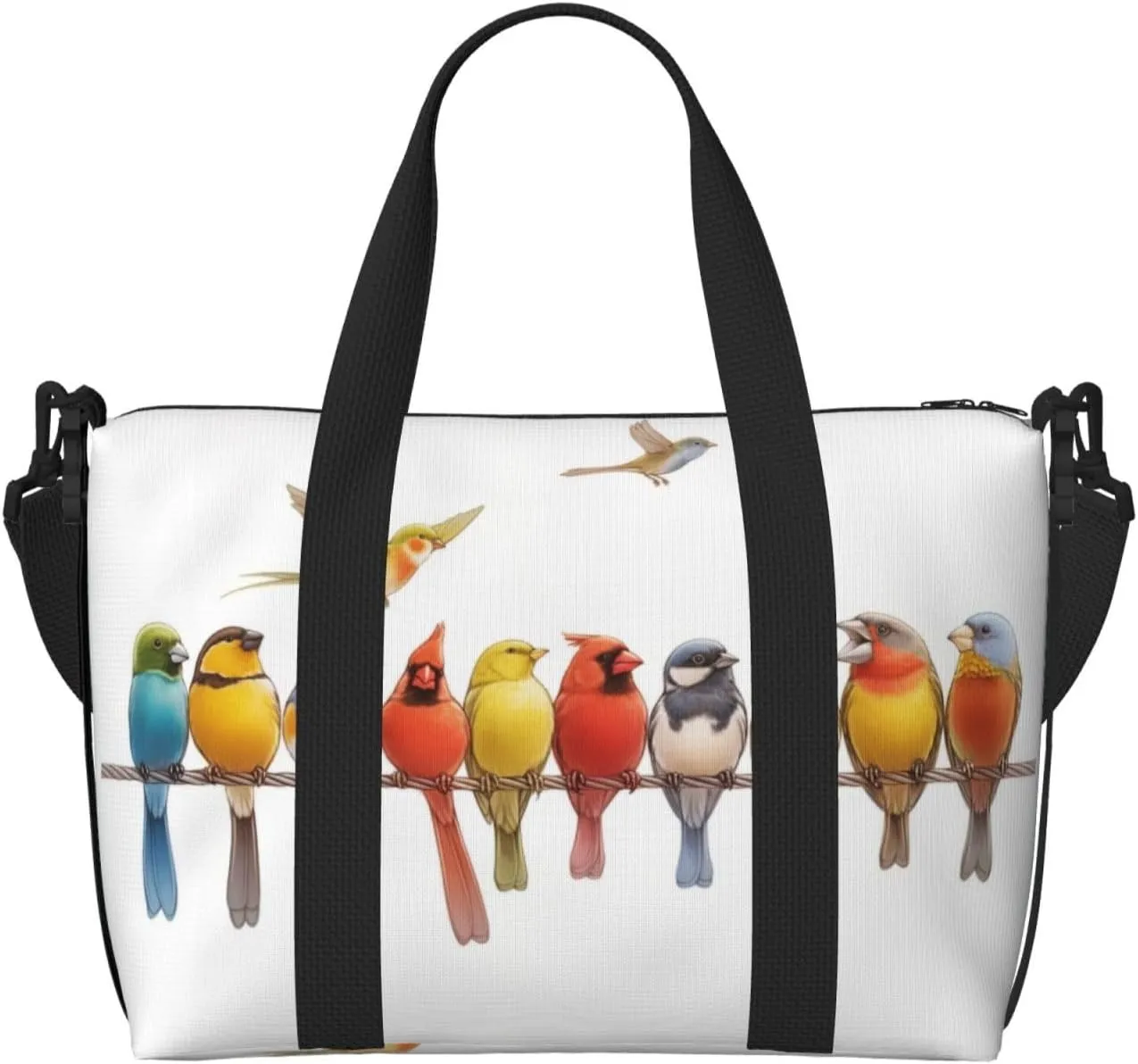 colorful birds art print Travel Duffel Bag, Sports Tote Gym Bag, Swim Pool Bag Large Shoulder Tote Bag for Beach Weekender