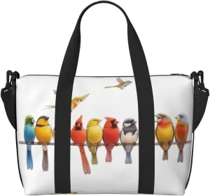 colorful birds art print Travel Duffel Bag, Sports Tote Gym Bag, Swim Pool Bag Large Shoulder Tote Bag for Beach Weekender
