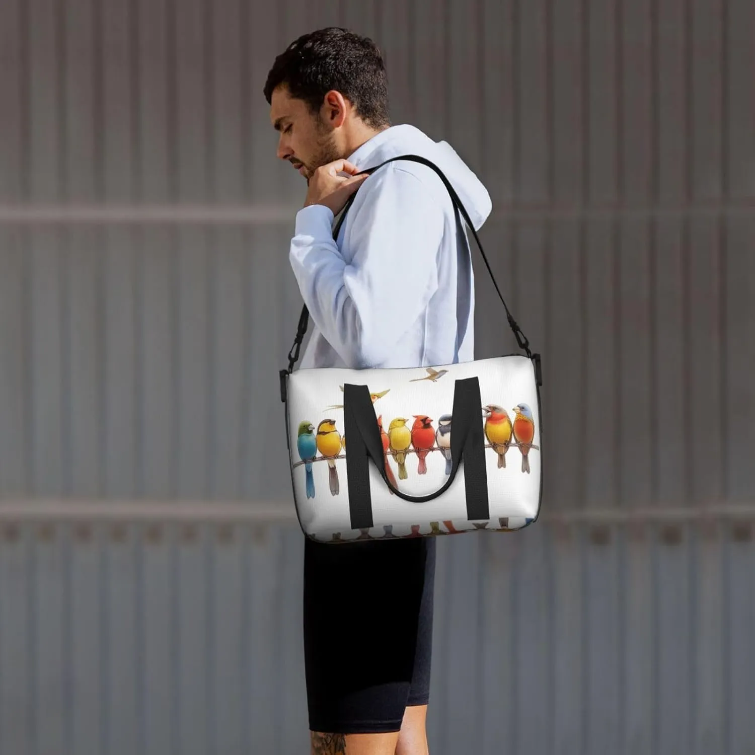 colorful birds art print Travel Duffel Bag, Sports Tote Gym Bag, Swim Pool Bag Large Shoulder Tote Bag for Beach Weekender