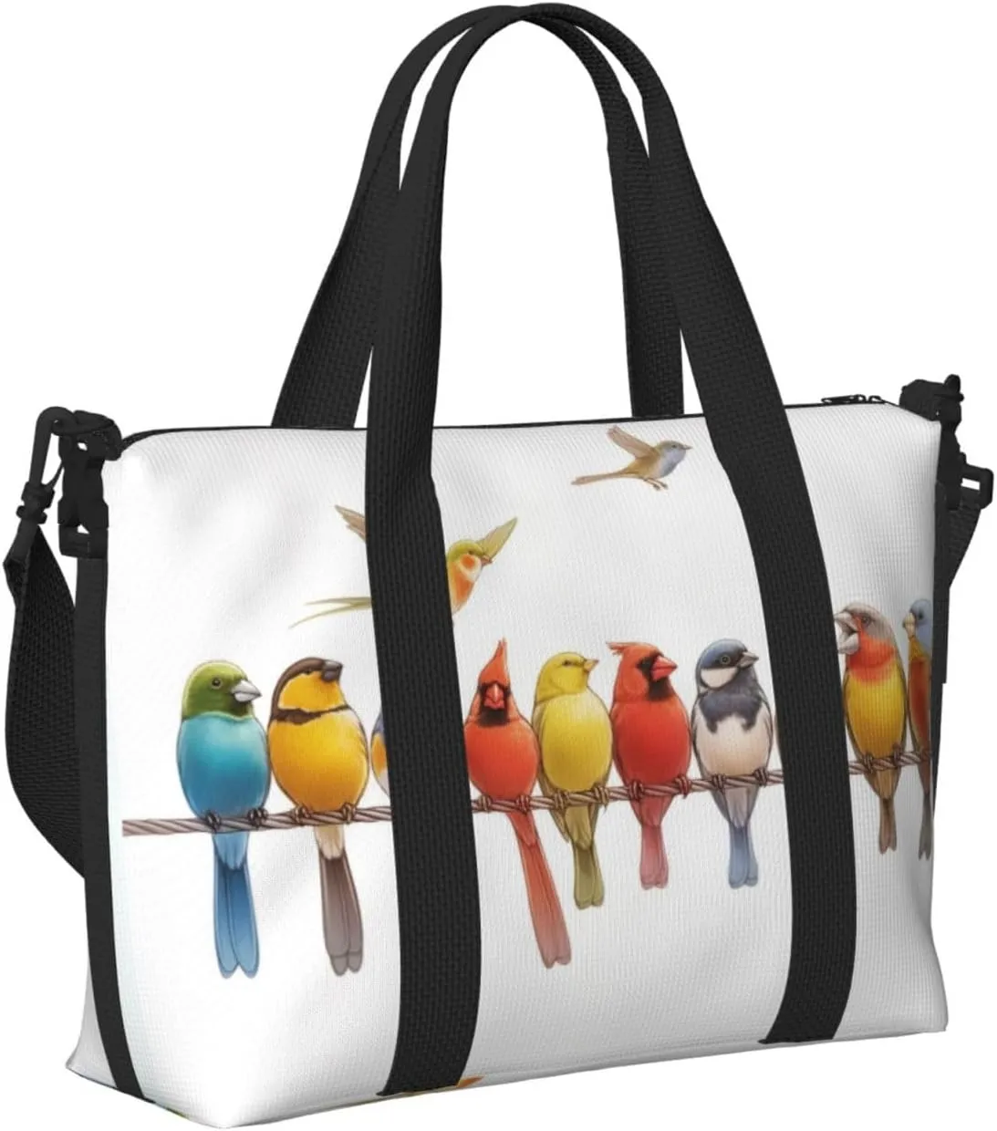 colorful birds art print Travel Duffel Bag, Sports Tote Gym Bag, Swim Pool Bag Large Shoulder Tote Bag for Beach Weekender