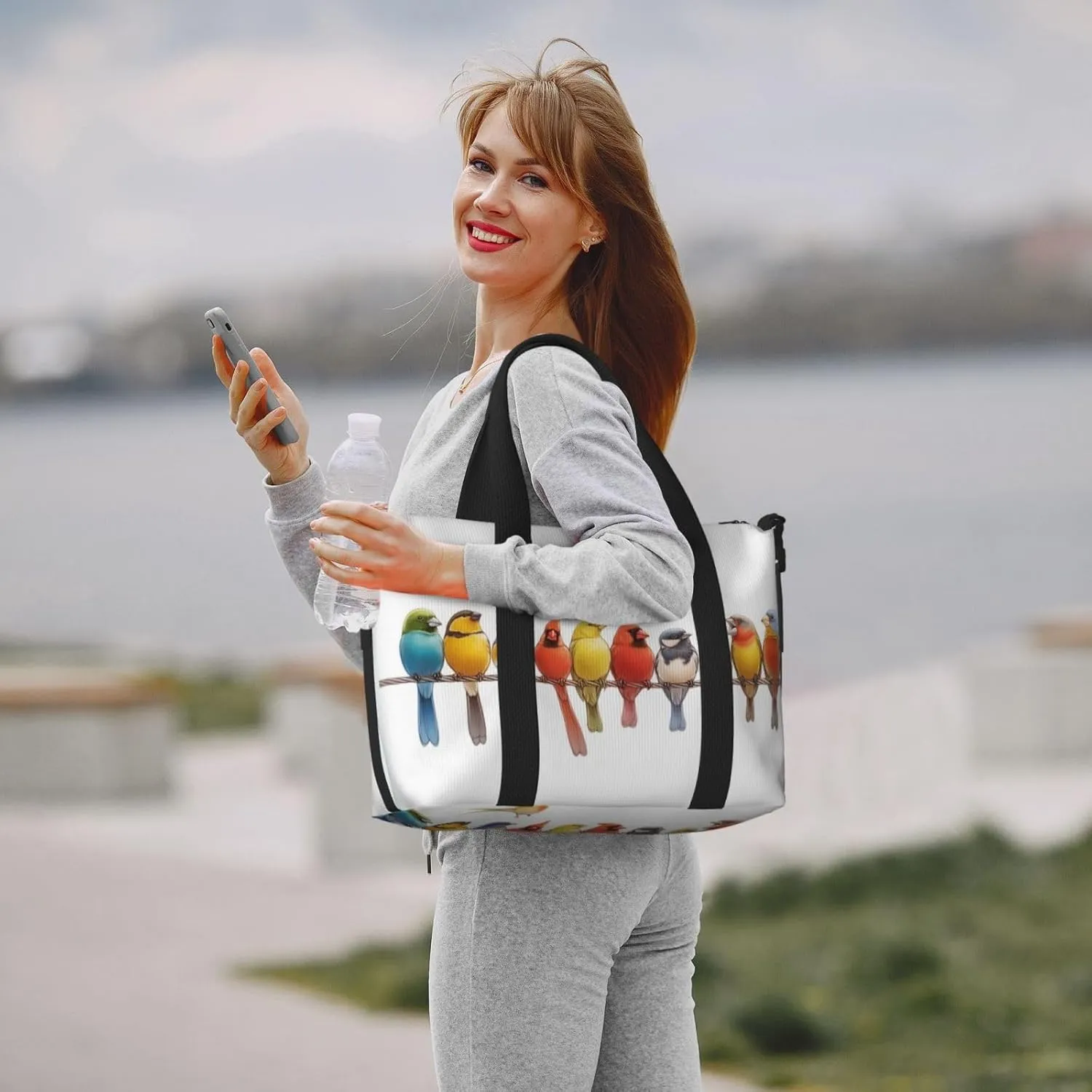 colorful birds art print Travel Duffel Bag, Sports Tote Gym Bag, Swim Pool Bag Large Shoulder Tote Bag for Beach Weekender