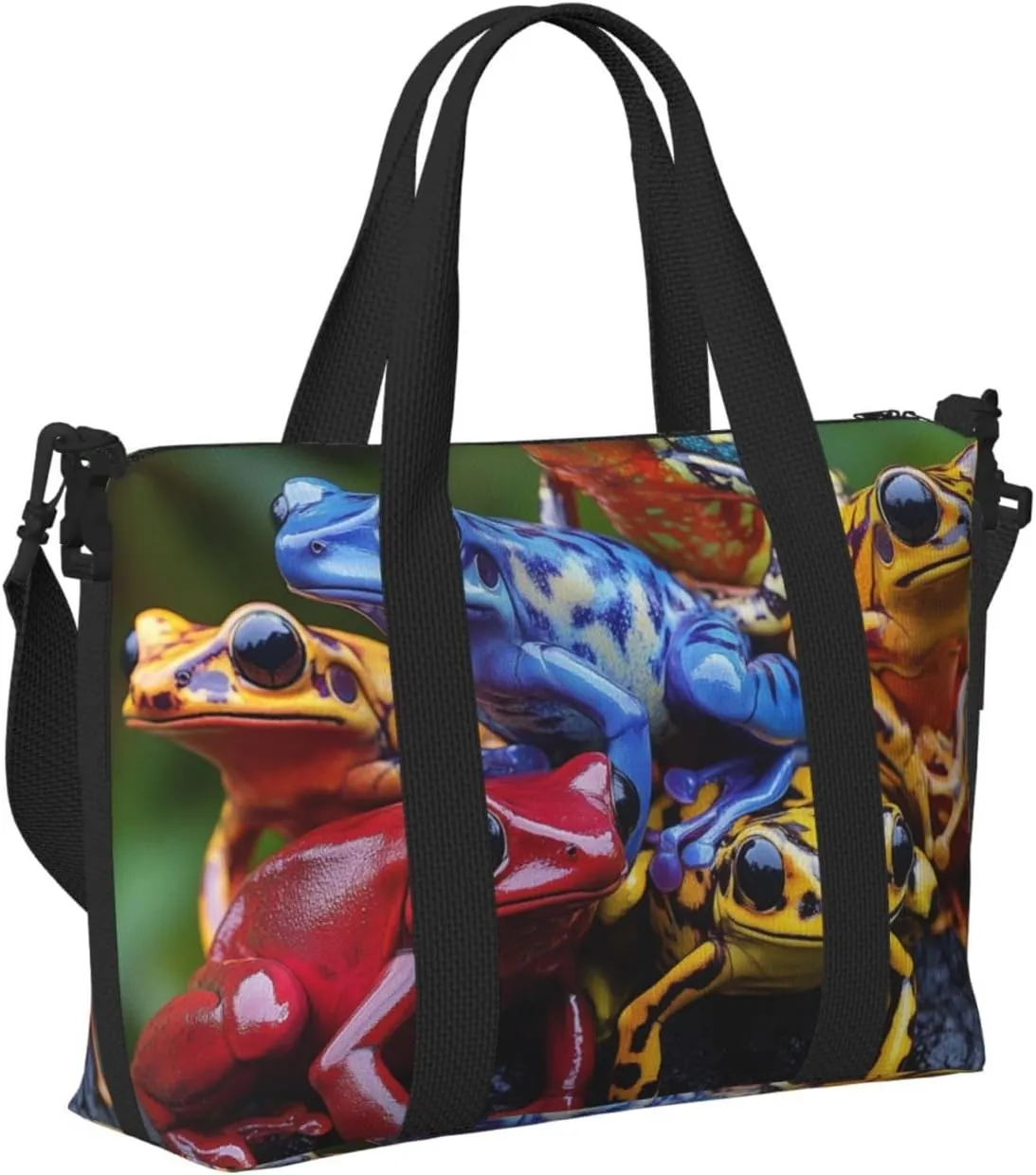 colorful frogs sitting print Travel Duffel Bag, Sports Tote Gym Bag, Swim Pool Bag Large Shoulder Tote Bag for Beach Weekender