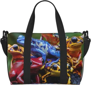 colorful frogs sitting print Travel Duffel Bag, Sports Tote Gym Bag, Swim Pool Bag Large Shoulder Tote Bag for Beach Weekender