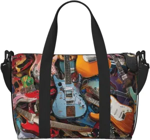 colorful guitars print Travel Duffel Bag, Sports Tote Gym Bag, Swim Pool Bag Large Shoulder Tote Bag for Beach Weekender, 202-406-121