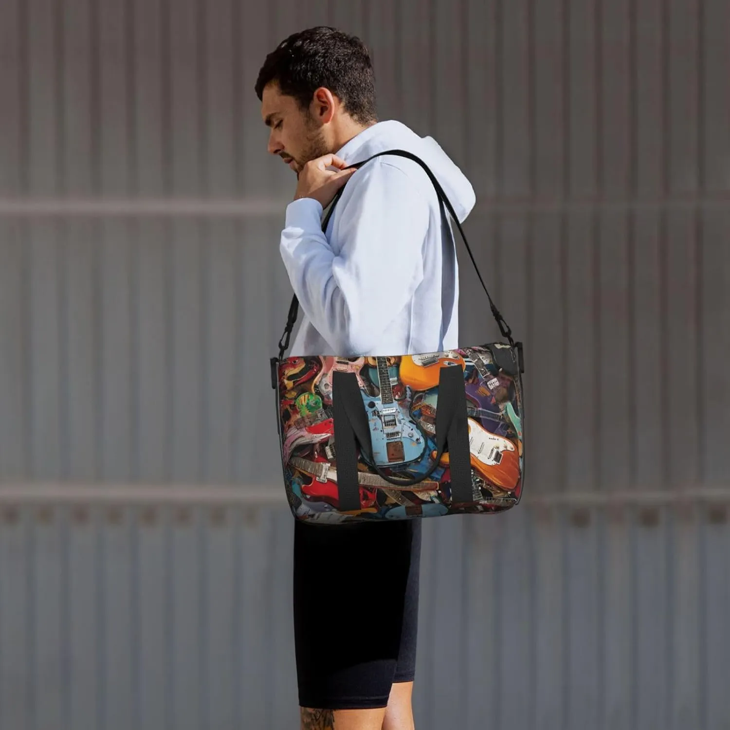 colorful guitars print Travel Duffel Bag, Sports Tote Gym Bag, Swim Pool Bag Large Shoulder Tote Bag for Beach Weekender, 202-406-121