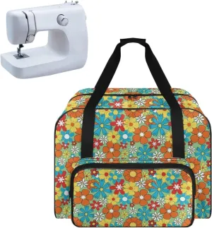 Colorful Hippie Flower American Home Sewing Bag Tote Bag Organizer Sewing Supplies and Accessories，Fits Most Sewing Machines