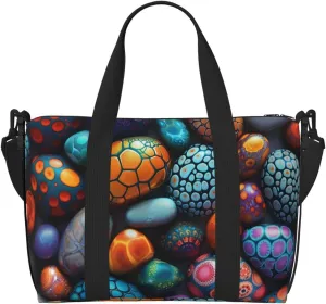Colorful pebbles with intricate print Travel Duffel Bag, Sports Tote Gym Bag, Swim Pool Bag Large Shoulder Tote Bag for Beach Weekender