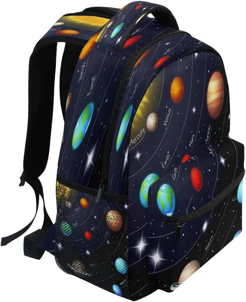 Colorful Solar System Printing Computer Backpack - Lightweight School Bag for Boys Girls Tenns