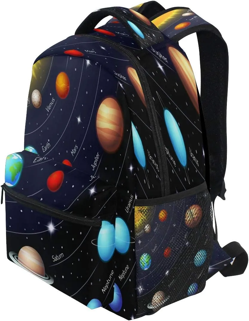 Colorful Solar System Printing Computer Backpack - Lightweight School Bag for Boys Girls Tenns