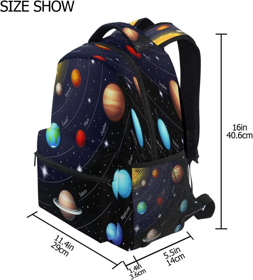 Colorful Solar System Printing Computer Backpack - Lightweight School Bag for Boys Girls Tenns