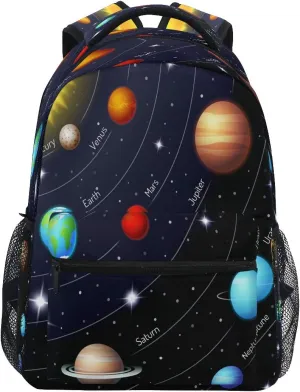 Colorful Solar System Printing Computer Backpack - Lightweight School Bag for Boys Girls Tenns