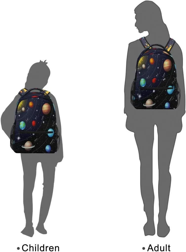 Colorful Solar System Printing Computer Backpack - Lightweight School Bag for Boys Girls Tenns