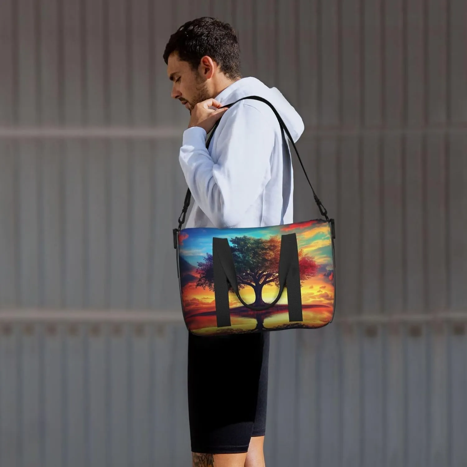Colorful tree of life art print Travel Duffel Bag, Sports Tote Gym Bag, Swim Pool Bag Large Shoulder Tote Bag for Beach Weekender