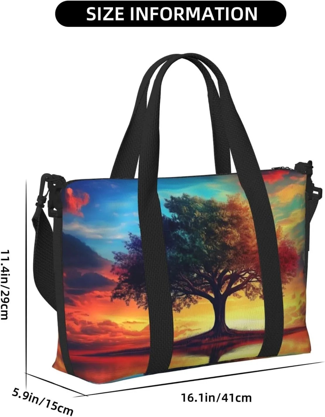 Colorful tree of life art print Travel Duffel Bag, Sports Tote Gym Bag, Swim Pool Bag Large Shoulder Tote Bag for Beach Weekender