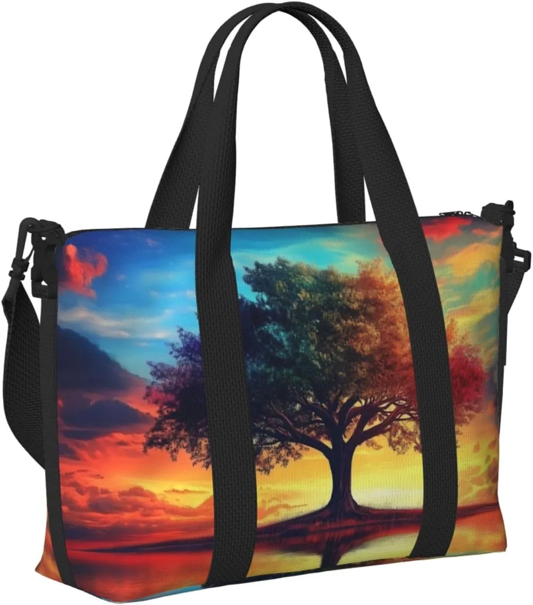 Colorful tree of life art print Travel Duffel Bag, Sports Tote Gym Bag, Swim Pool Bag Large Shoulder Tote Bag for Beach Weekender