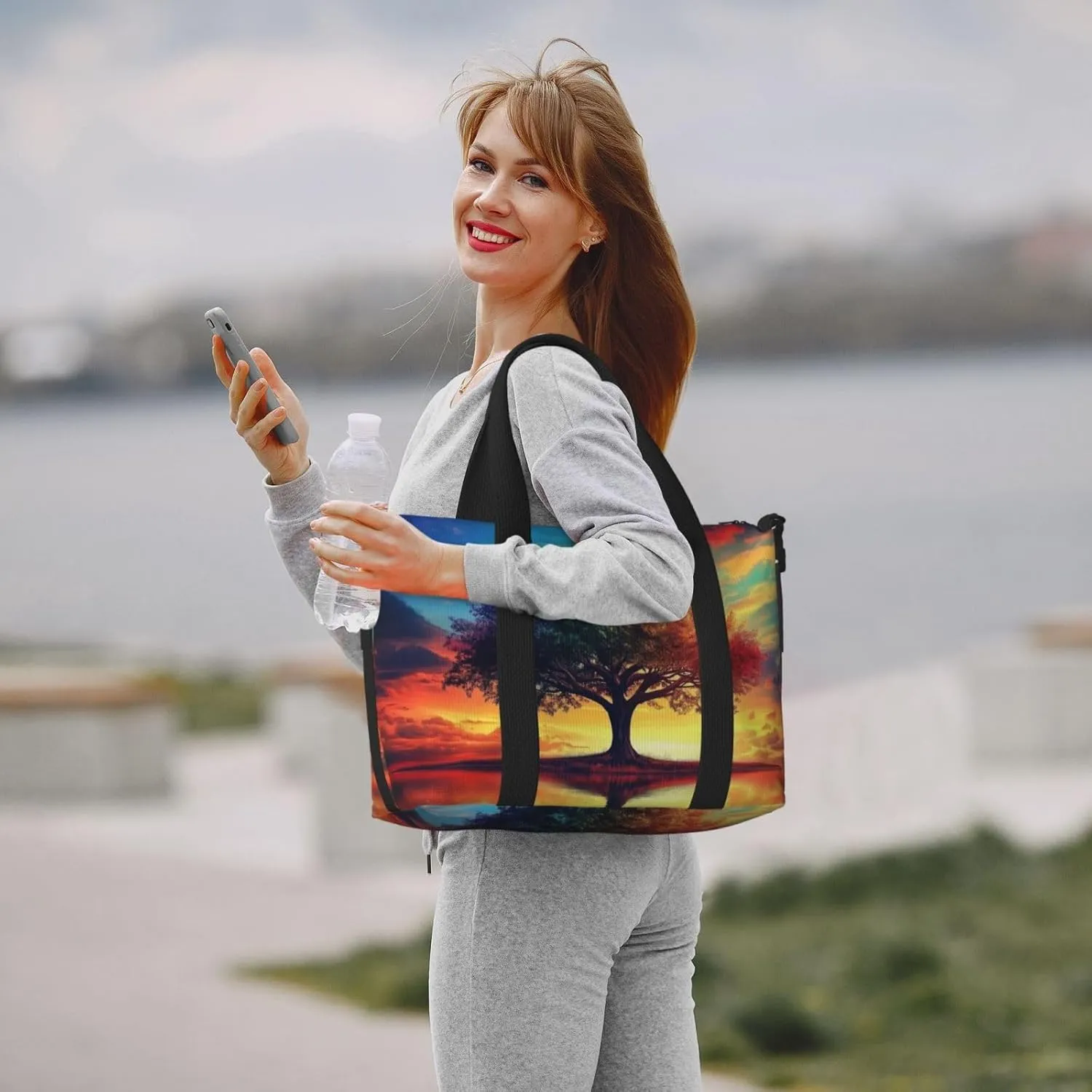 Colorful tree of life art print Travel Duffel Bag, Sports Tote Gym Bag, Swim Pool Bag Large Shoulder Tote Bag for Beach Weekender