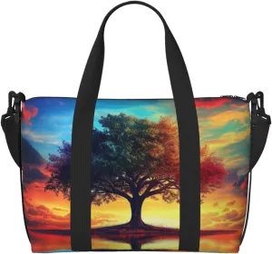 Colorful tree of life art print Travel Duffel Bag, Sports Tote Gym Bag, Swim Pool Bag Large Shoulder Tote Bag for Beach Weekender