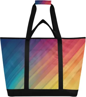 Colourful Lines Reusable Insulated Lunchbox Cooler Bag, Leakproof Kitchen Grocery Bag Collapsible Portable Cooler Tote Bag for Picnic, Camping, Office, Travel