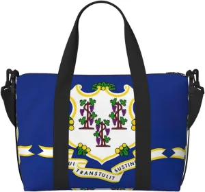 Connecticut State Flag print Travel Duffel Bag,workout duffel bag, overnight shoulder Bag,Weekender Bag for Women Men