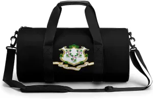 Connecticut State U.S Round Barrel Gym Sport Bag Small Travel Duffel Bags Reusable Tote for Men Women