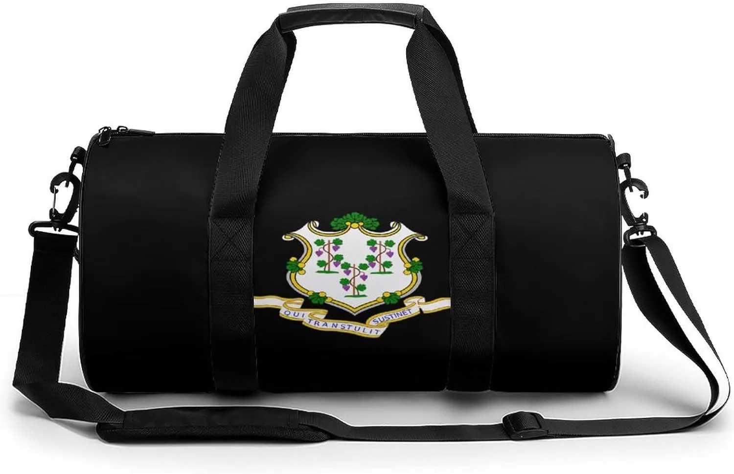 Connecticut State U.S Round Barrel Gym Sport Bag Small Travel Duffel Bags Reusable Tote for Men Women