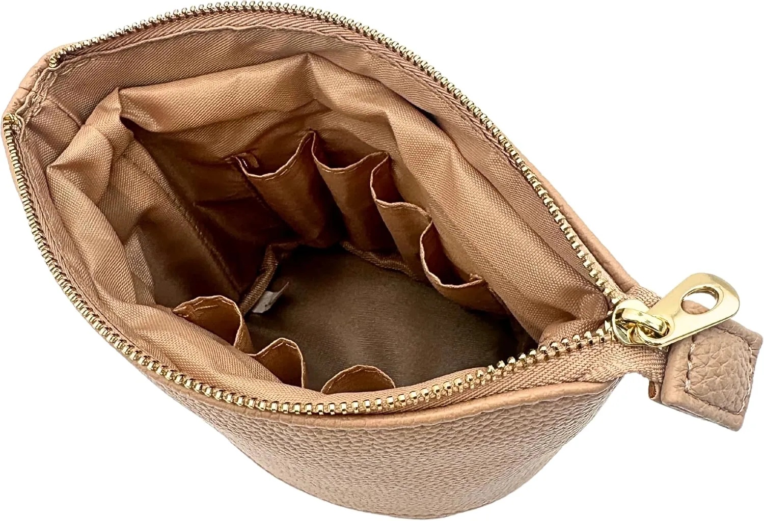 Convertible Travel Makeup Brush Bag, Stand-Up Brush Holder Pouch For Easy Access, Cosmetic Case Organizer (BEIGE)
