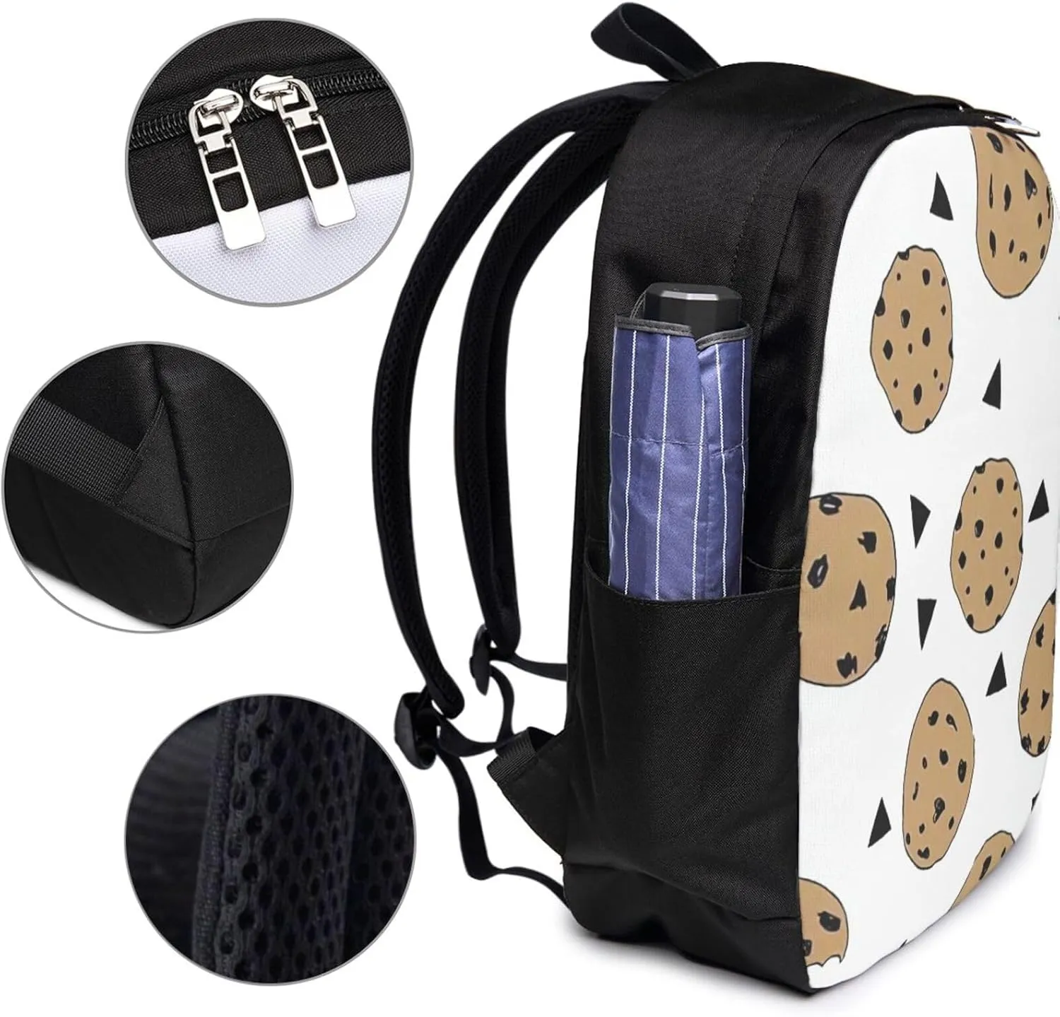 Cookies Food Chocolate Chip Biscuits Pictures Backpack, 17 Inch Travel Business Laptop Backpack With USB Port for Women Men