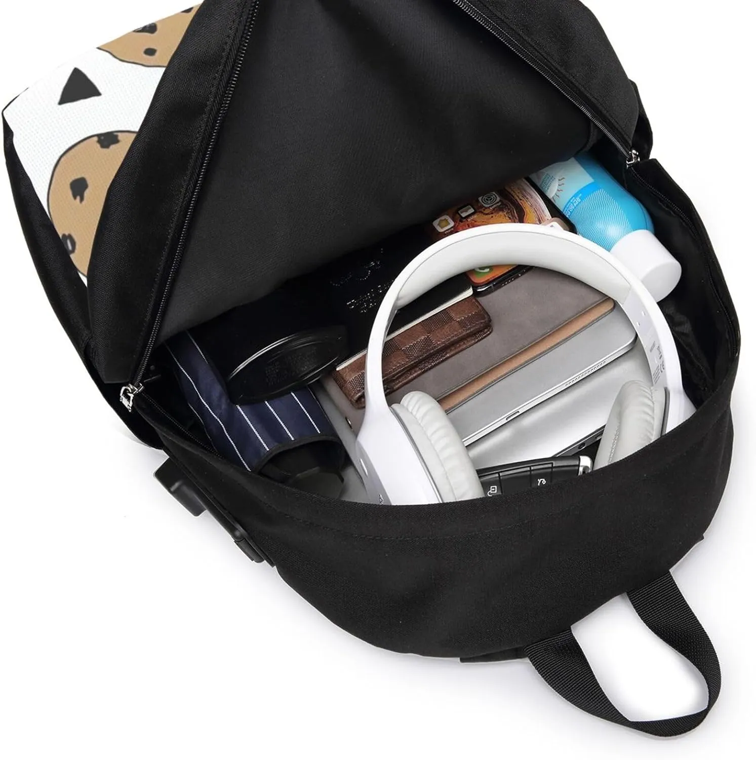 Cookies Food Chocolate Chip Biscuits Pictures Backpack, 17 Inch Travel Business Laptop Backpack With USB Port for Women Men