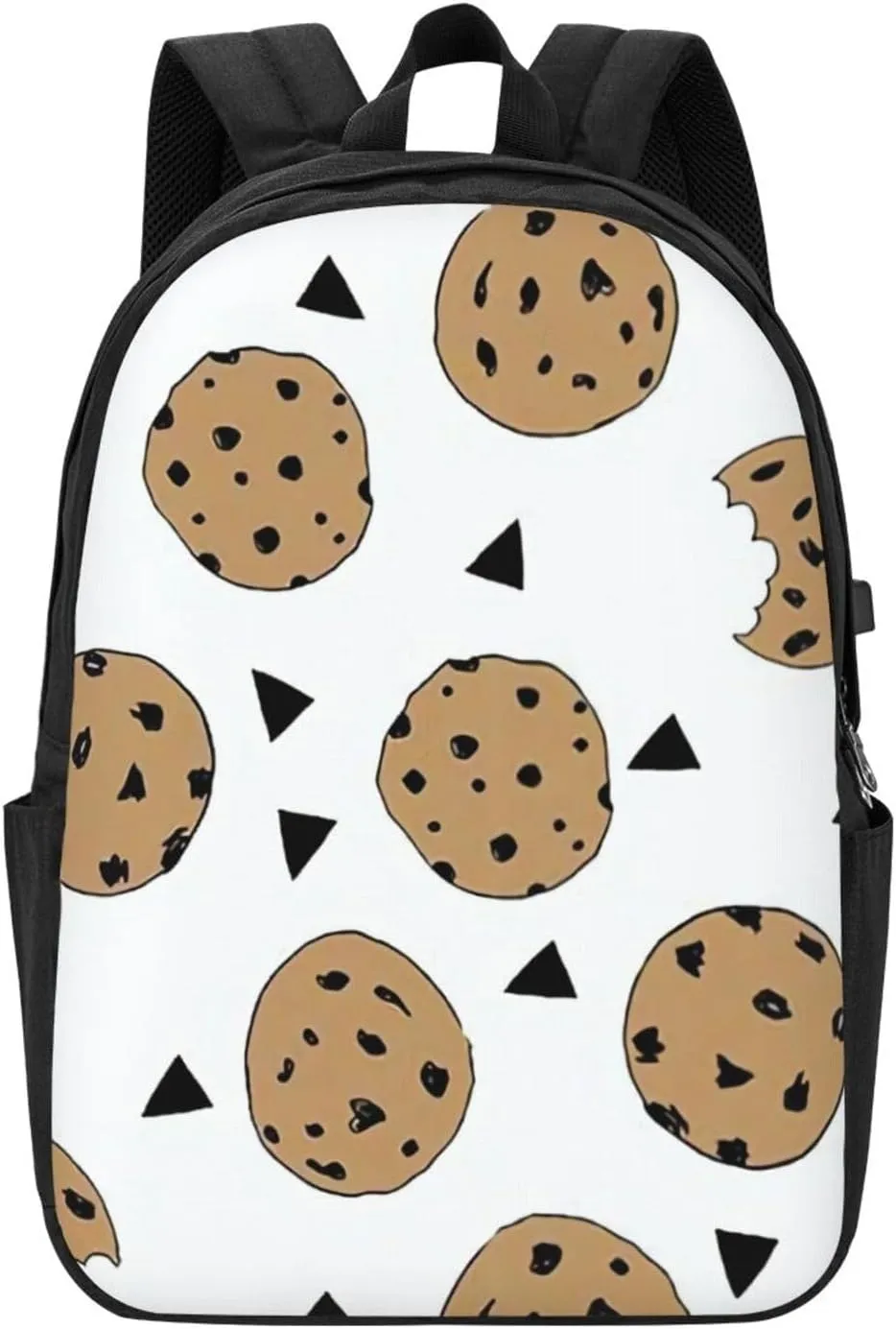 Cookies Food Chocolate Chip Biscuits Pictures Backpack, 17 Inch Travel Business Laptop Backpack With USB Port for Women Men
