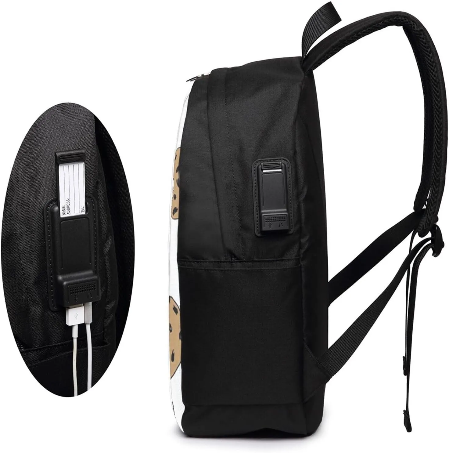 Cookies Food Chocolate Chip Biscuits Pictures Backpack, 17 Inch Travel Business Laptop Backpack With USB Port for Women Men
