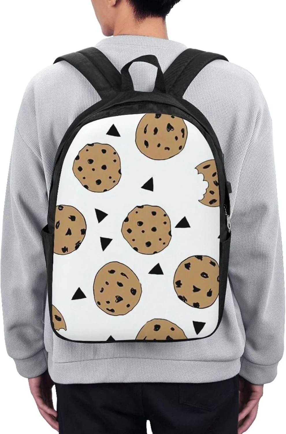 Cookies Food Chocolate Chip Biscuits Pictures Backpack, 17 Inch Travel Business Laptop Backpack With USB Port for Women Men