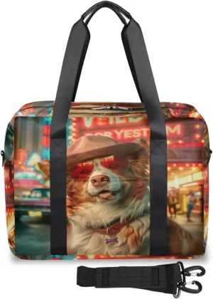 Cool Australian Shepherd Dog Womens Travel Bags, Weekender Carry on for Women, Sports Gym Bag, Workout Duffel bag, Overnight Shoulder Bag