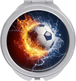 Cool Soccer Ball Compact Makeup Mirror Mini Foldable Cosmetic Mirror Portable Travel Mirror for Purse Pocket