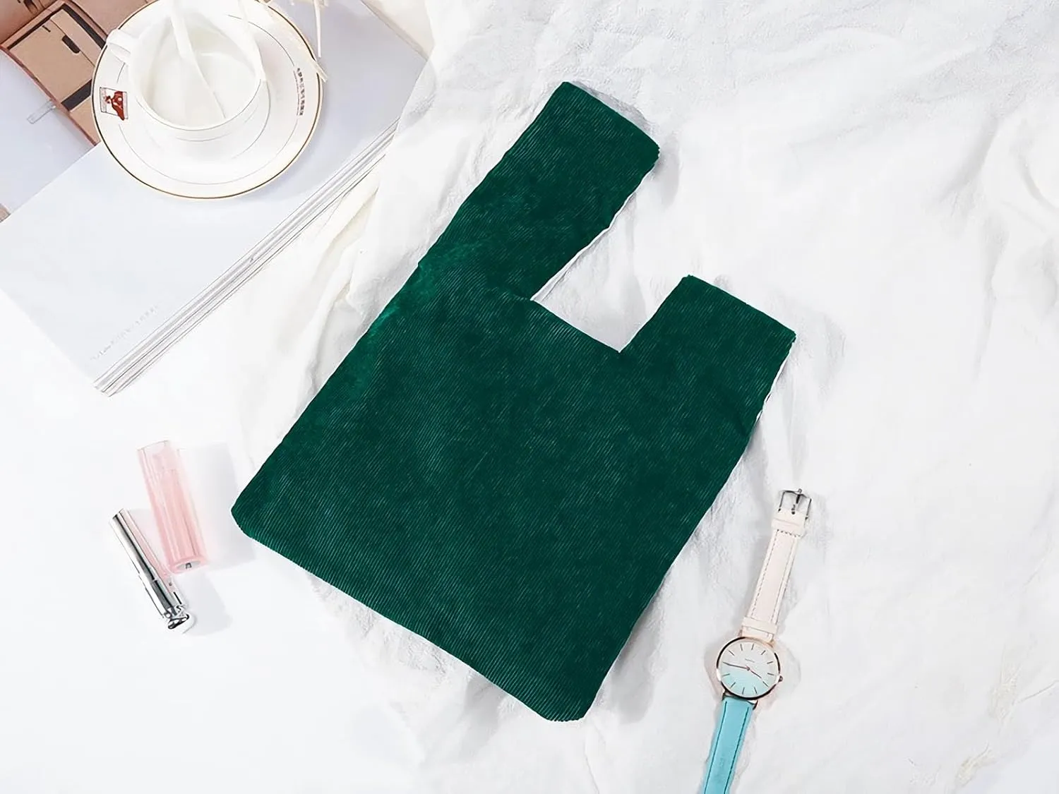 Corduroy Wristlet Wallet for Women Portable Wrist Bag Sleeve-Knot-Pouch (Very Small Size)