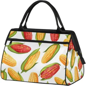 Corn Colorful Womens Weekender Overnight Bag Vegetable Themed Travel Duffel Bag Wide Open 25L Carry On Tote Bag Gym Duffle Bag for Women Teen Girls