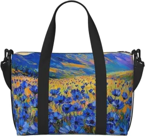 cornflowers bloom print Travel Duffel Bag, Sports Tote Gym Bag, Swim Pool Bag Large Shoulder Tote Bag for Beach Weekender